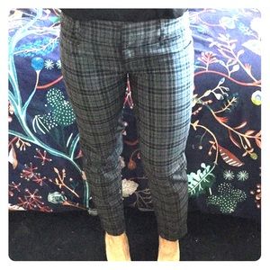 Gray and black plaid pants